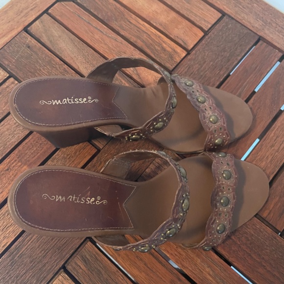 Brown Leather Wedge Sandals Size 6 1/2 - Picture 6 of 6